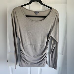 Lilla P Long Sleeve Ruched Pima Cotton Tshirt Medium